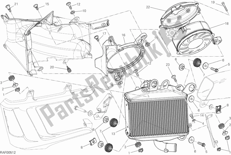 All parts for the Radiator, Water, Lh of the Ducati Diavel Carbon FL 1200 2016